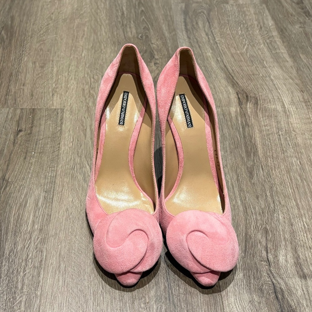 Like New Emporio Armani Suede Pink Heels Size 37